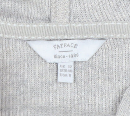 FatFace Women Grey UK 12 Hooded Button Cardigan V-Neck Pockets