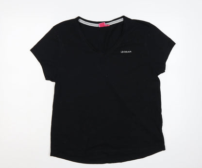 LA Gear Women’s Black UK 20 Basic V-Neck Short Sleeve Jersey T-Shirt