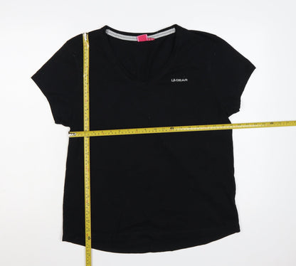 LA Gear Women’s Black UK 20 Basic V-Neck Short Sleeve Jersey T-Shirt