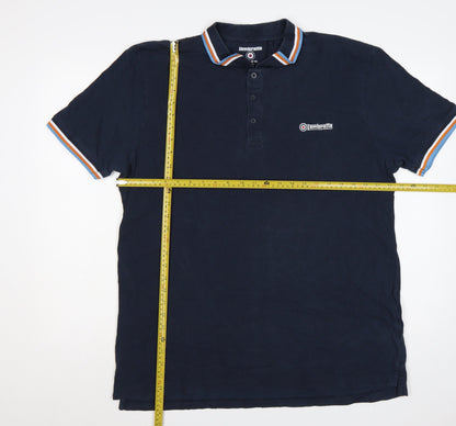 Lambretta Mens Blue 3XL Triple Tipped Logo Cotton Polo Shirt