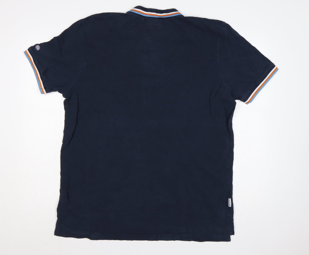 Lambretta Mens Blue 3XL Triple Tipped Logo Cotton Polo Shirt