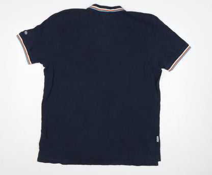 Lambretta Mens Blue 3XL Triple Tipped Logo Cotton Polo Shirt