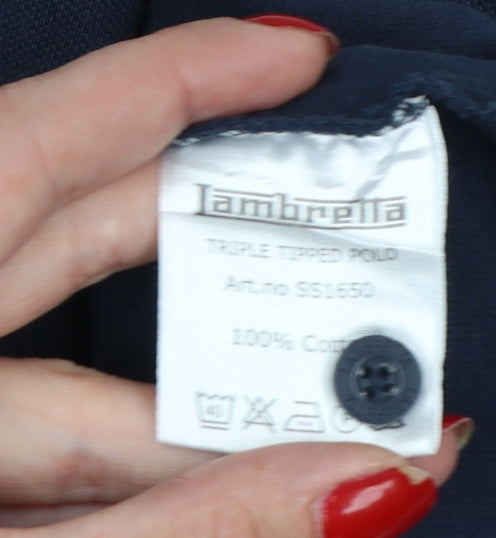 Lambretta Mens Blue 3XL Triple Tipped Logo Cotton Polo Shirt