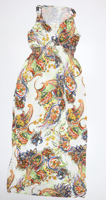Lascana Women’s Multicoloured Paisley Maxi Dress UK 14 V-Neck