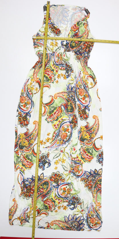 Lascana Women’s Multicoloured Paisley Maxi Dress UK 14 V-Neck
