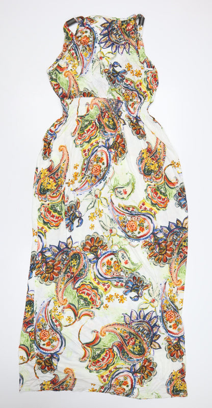 Lascana Women’s Multicoloured Paisley Maxi Dress UK 14 V-Neck