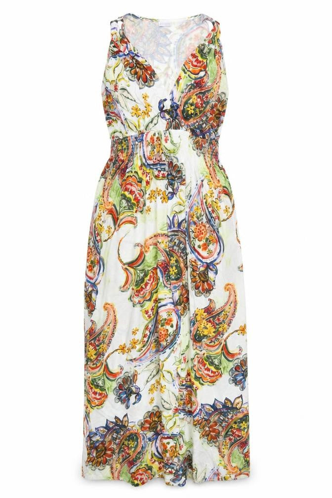 Lascana Women’s Multicoloured Paisley Maxi Dress UK 14 V-Neck