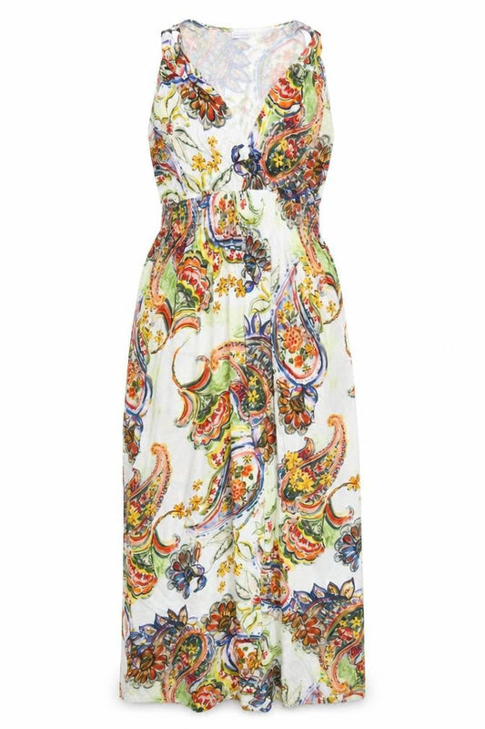 Lascana Women’s Multicoloured Paisley Maxi Dress UK 14 V-Neck
