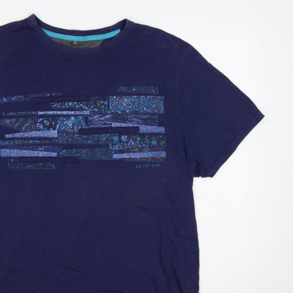 RJR John Rocha Men’s Blue L Graphic Art Crew Neck Short Sleeve T-Shirt