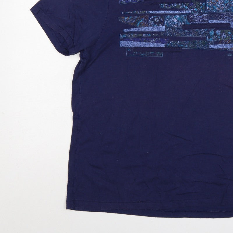 RJR John Rocha Men’s Blue L Graphic Art Crew Neck Short Sleeve T-Shirt