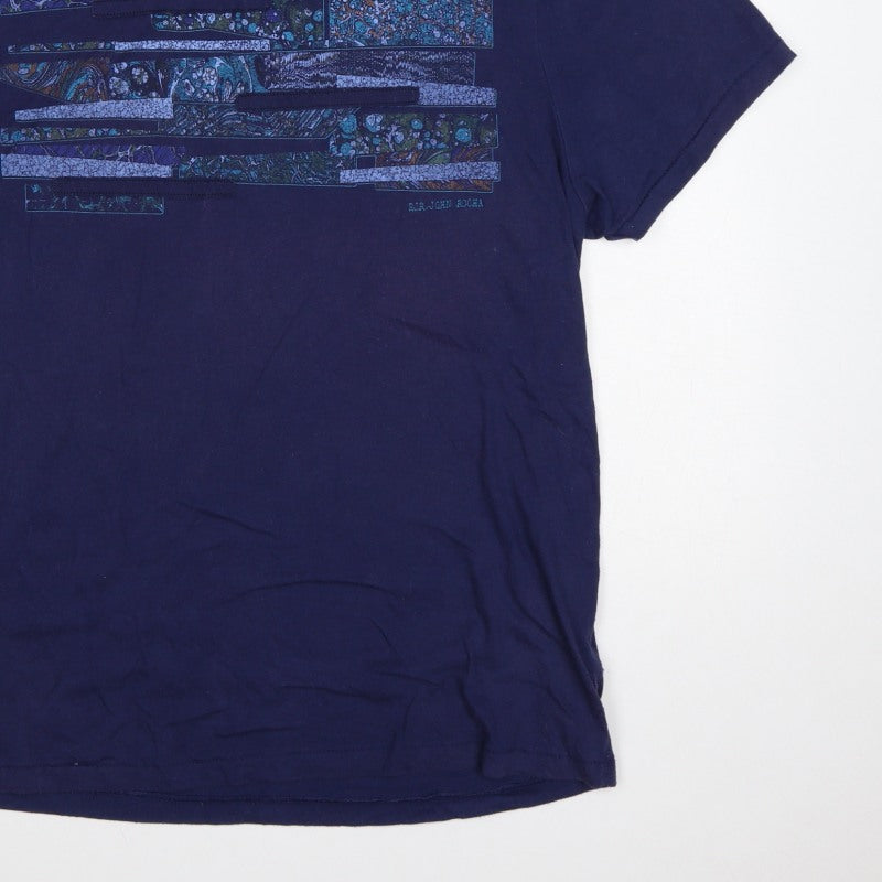 RJR John Rocha Men’s Blue L Graphic Art Crew Neck Short Sleeve T-Shirt
