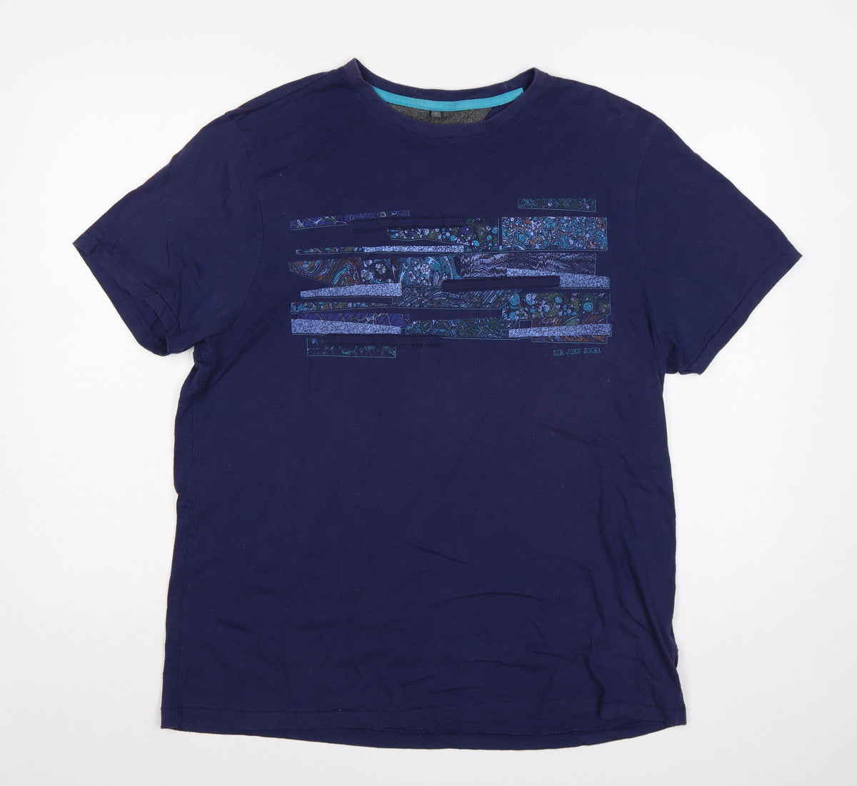 RJR John Rocha Men’s Blue L Graphic Art Crew Neck Short Sleeve T-Shirt