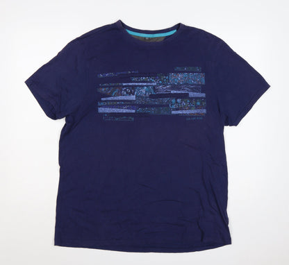 RJR John Rocha Men’s Blue L Graphic Art Crew Neck Short Sleeve T-Shirt