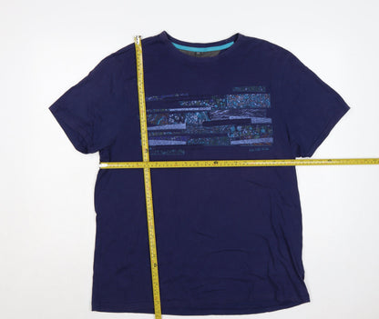 RJR John Rocha Men’s Blue L Graphic Art Crew Neck Short Sleeve T-Shirt