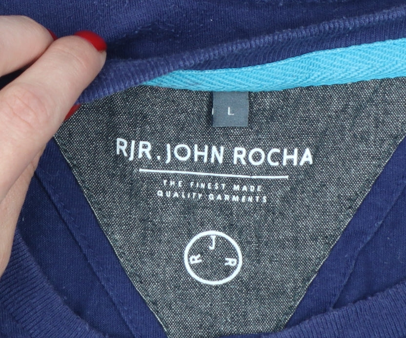 RJR John Rocha Men’s Blue L Graphic Art Crew Neck Short Sleeve T-Shirt