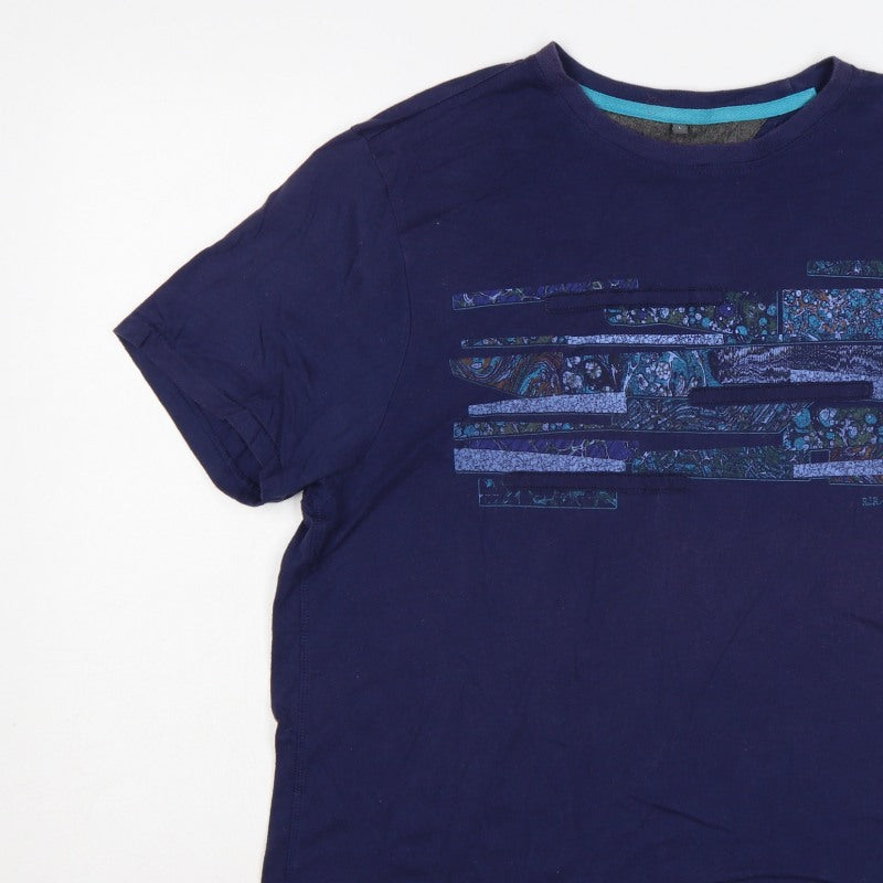 RJR John Rocha Men’s Blue L Graphic Art Crew Neck Short Sleeve T-Shirt