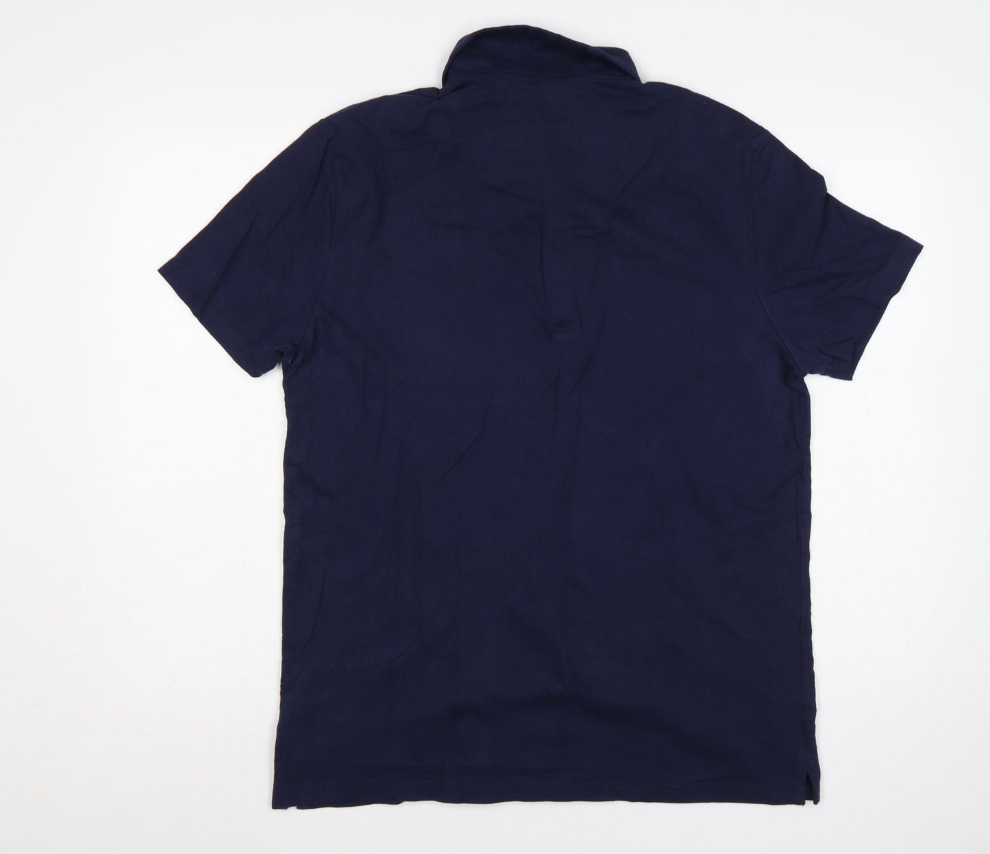 Farhi Mens Blue L Cotton Stretch Short Sleeve Pocket Polo Shirt