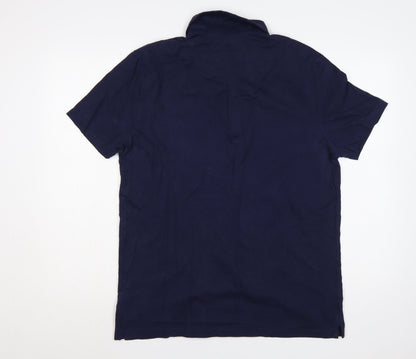 Farhi Mens Blue L Cotton Stretch Short Sleeve Pocket Polo Shirt