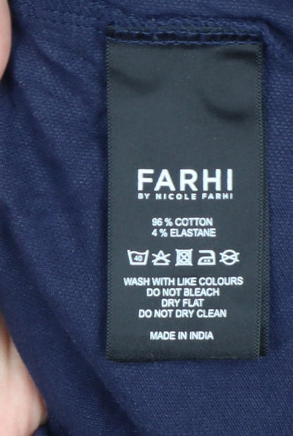 Farhi Mens Blue L Cotton Stretch Short Sleeve Pocket Polo Shirt