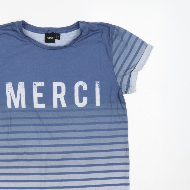 ASOS Women’s Blue Striped Merci Crew Neck Short Sleeve T-Shirt UK 6