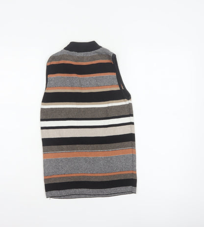 New Look Women’s Black Stripe Roll Neck Knit Tank Top UK 10