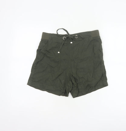 Peacocks Women’s Green Size 10 Linen Blend Drawstring Shorts