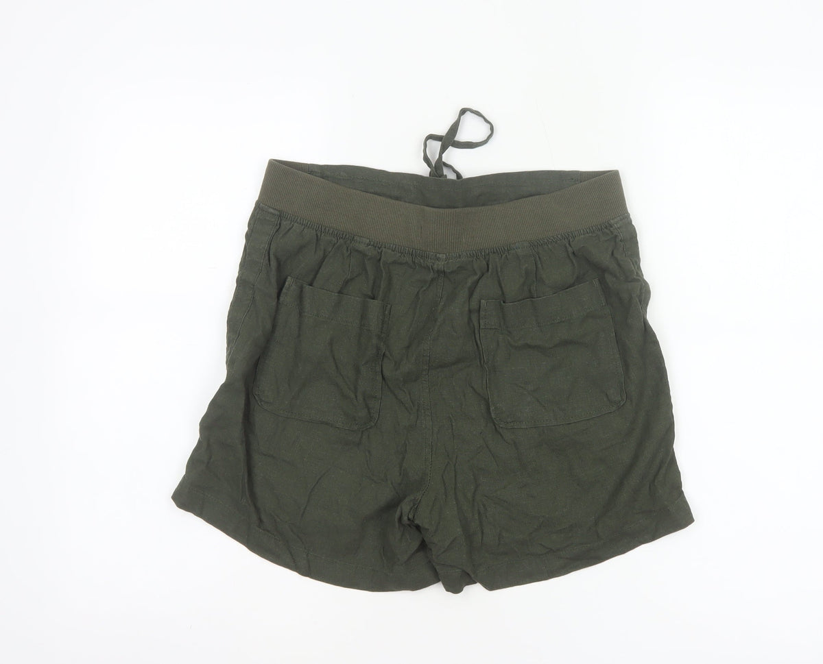 Peacocks Women’s Green Size 10 Linen Blend Drawstring Shorts