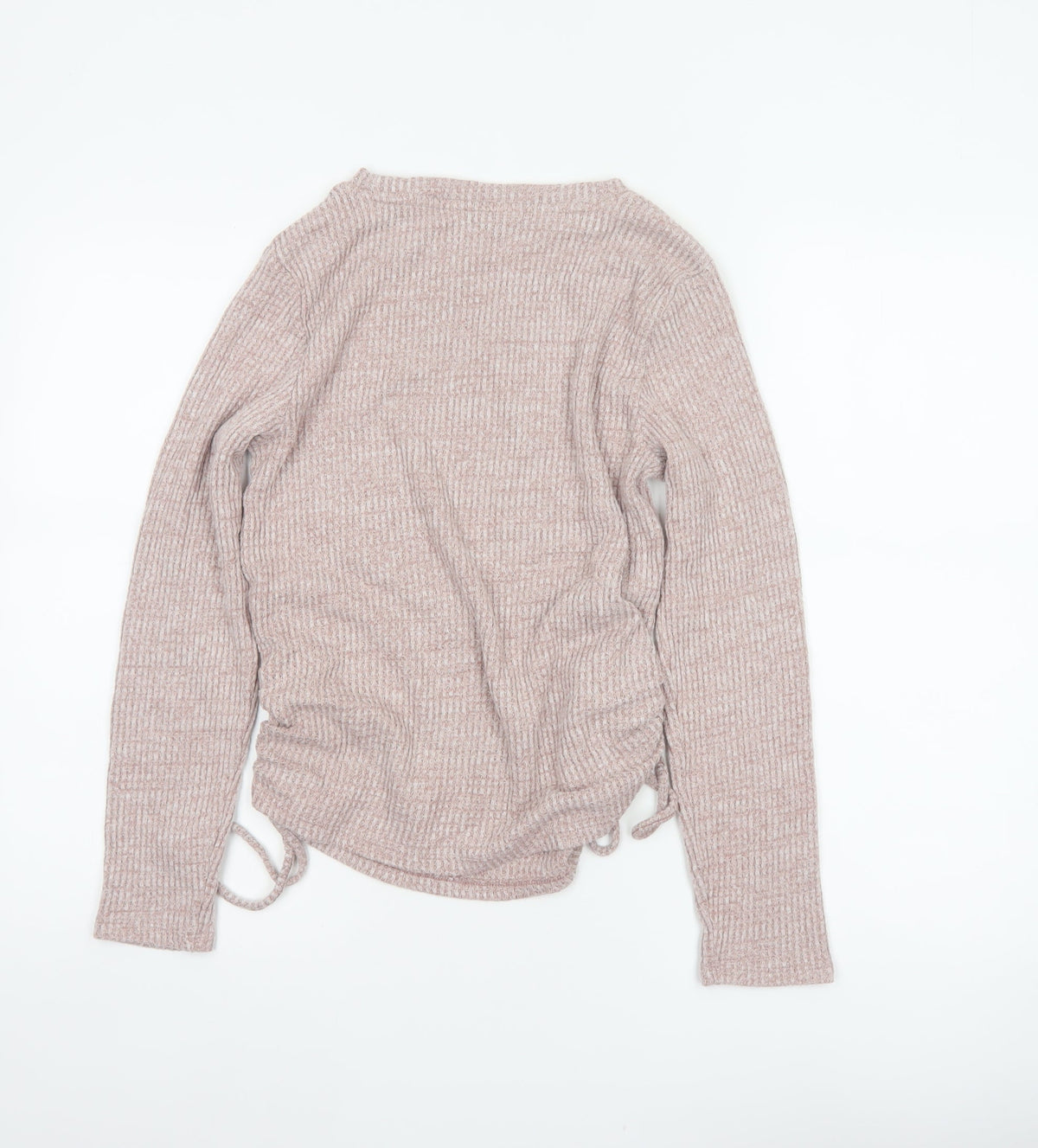 Marks & Spencer Women Pink S Jumper Rib Knit Drawstring Pyjama Top