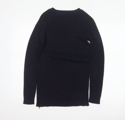 Close-up detail of Dorothy Perkins Women Navy UK 12 Cable Knit Tunic Jumper Zip