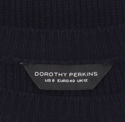 Additional view of Dorothy Perkins Women Navy UK 12 Cable Knit Tunic Jumper Zip