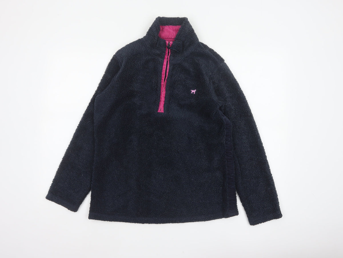 Joules Women’s Blue Pink 1/4 Zip Fleece Sweatshirt UK 10