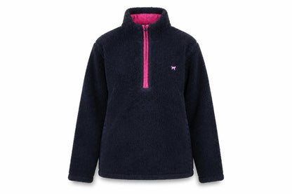 Joules Women’s Blue Pink 1/4 Zip Fleece Sweatshirt UK 10