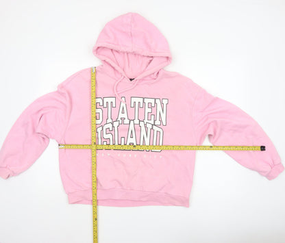 Divided H&M Women’s Pink L State Island NYC Graphic Pullover Hoodie