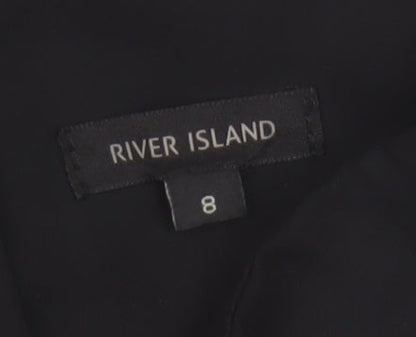 River Island Women Black Ivory Animal Print High Neck Sleeveless Blouse UK 8