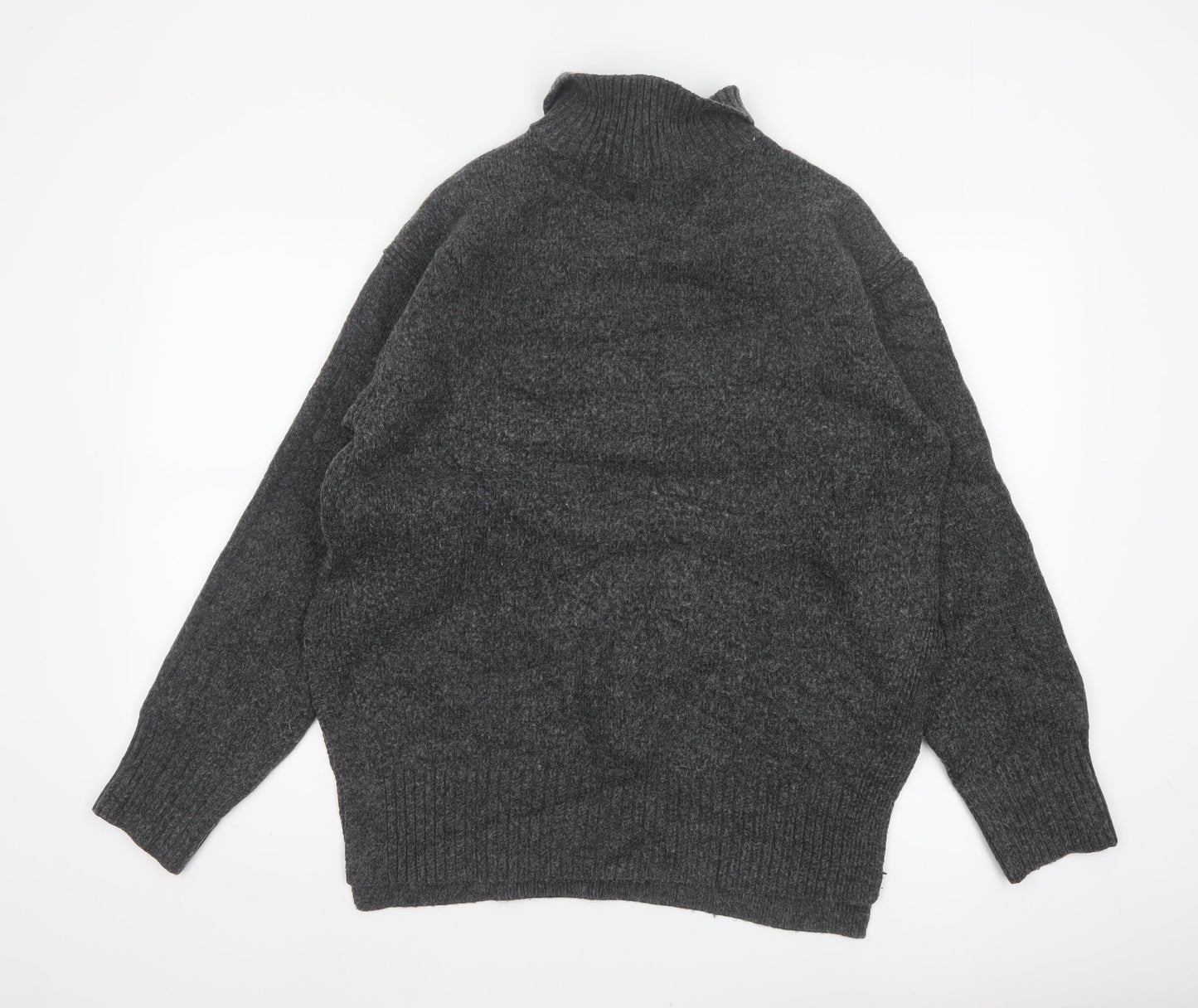 H&M Women’s Grey Size 10 Roll Neck Chunky Knit Jumper