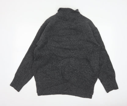 H&M Women’s Grey Size 10 Roll Neck Chunky Knit Jumper