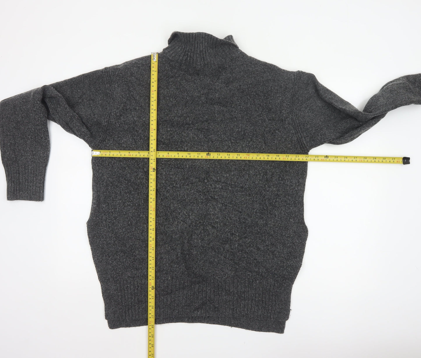 H&M Women’s Grey Size 10 Roll Neck Chunky Knit Jumper
