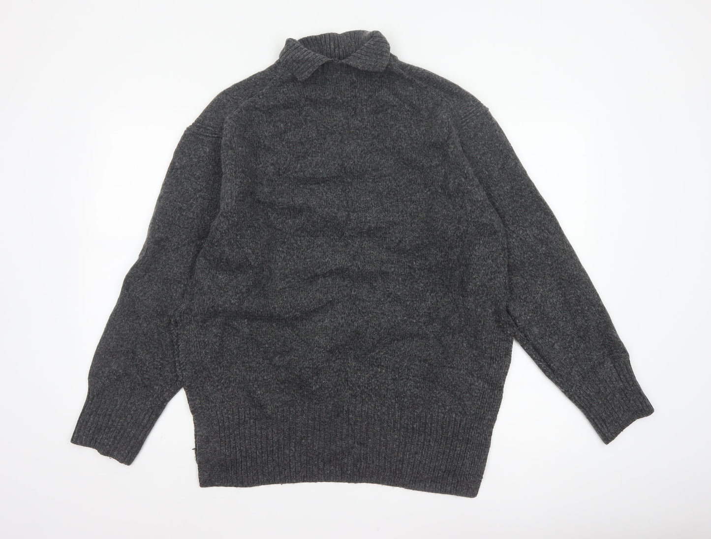 H&M Women’s Grey Size 10 Roll Neck Chunky Knit Jumper