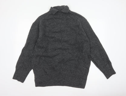 H&M Women’s Grey Size 10 Roll Neck Chunky Knit Jumper