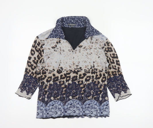 Street One Women Multicolour UK 16 Tunic Blouse Leopard Print Sheer