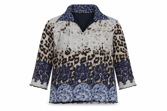 Street One Women Multicolour UK 16 Tunic Blouse Leopard Print Sheer