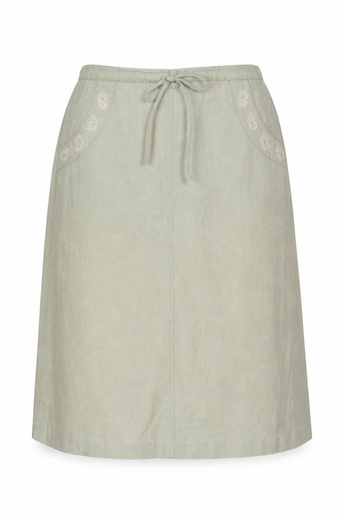 EWM Pure Classics Women Beige Size 16 Floral Embroidered Wrap Maxi Skirt
