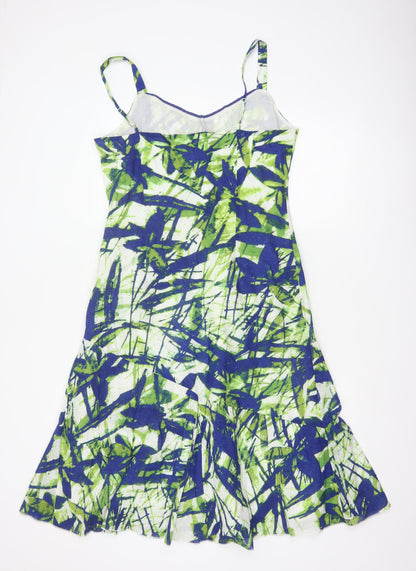 Per Una Women Blue Green UK 14 Fit & Flare Long Cotton Lace Dress