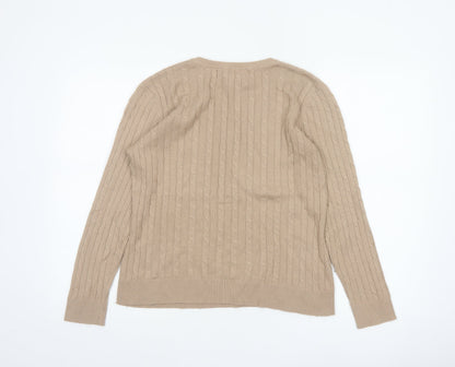 Jack Murphy Women’s Beige UK 14 Cable Knit V-Neck Jumper