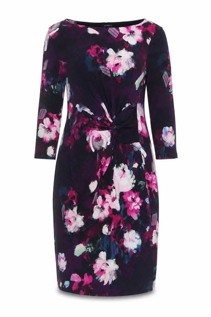 Roman Women Multicoloured Floral Size 16 Ruched Knee Length Dress