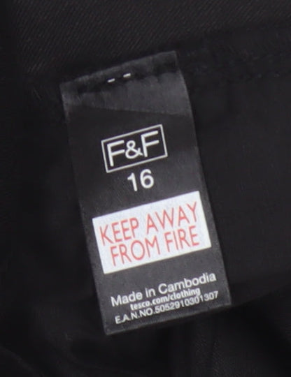 F&F Women Black UK 16 Straight Leg Stretch Jeans Mid Rise