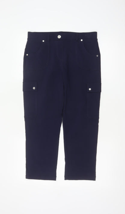Enrico Women Blue Size 12 Straight Leg Stretch Cargo Trousers