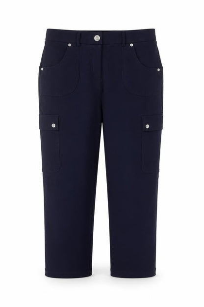 Enrico Women Blue Size 12 Straight Leg Stretch Cargo Trousers