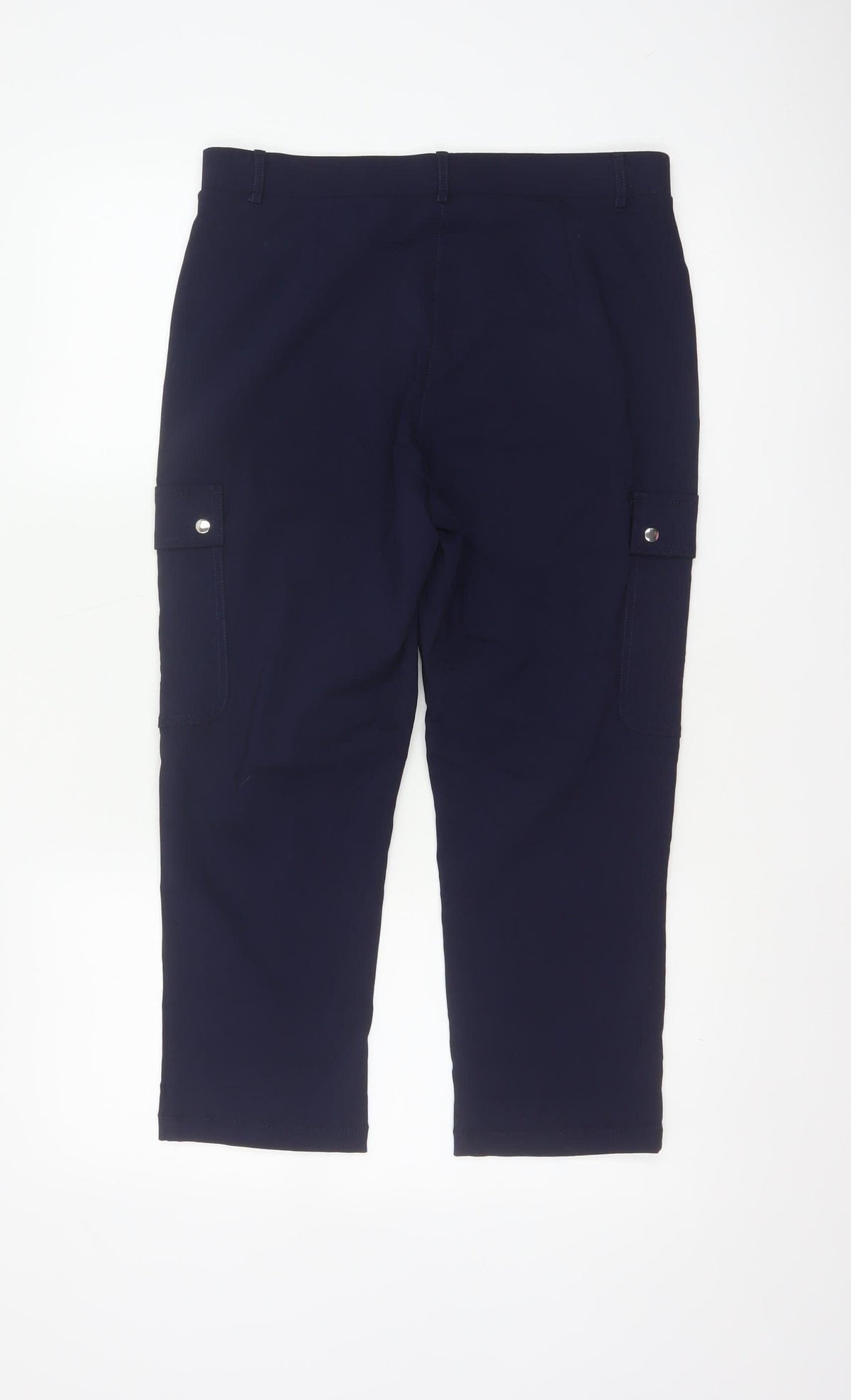 Enrico Women Blue Size 12 Straight Leg Stretch Cargo Trousers