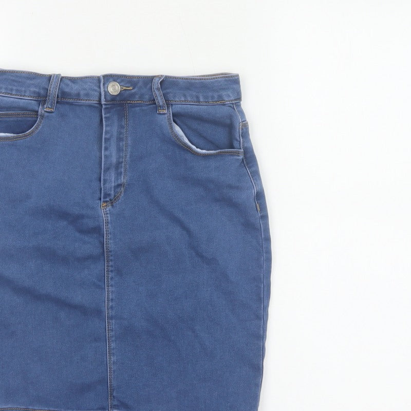 Missguided Women Blue UK 10 Tall Denim High Rise Pencil Skirt
